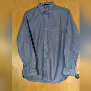 Johnston& Murphy Shirt Mens Medium Light Blue Flip Cuff Button Up Long